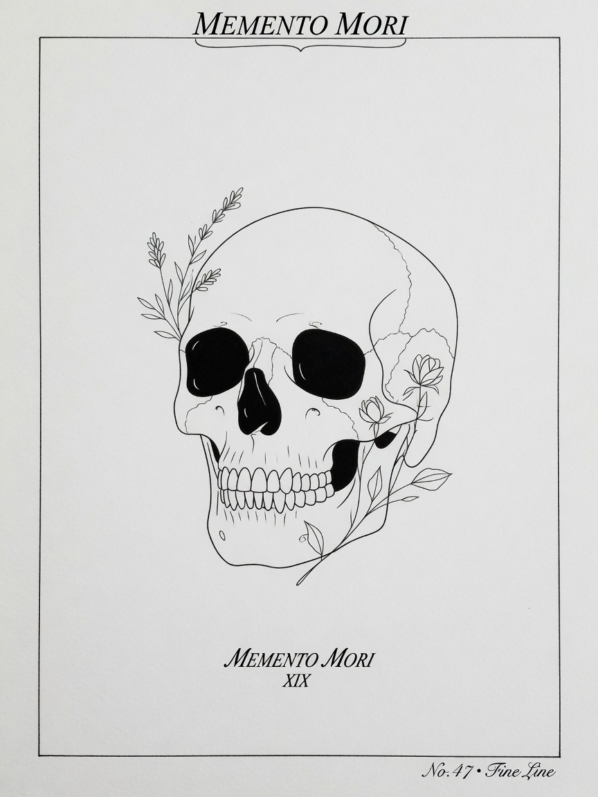 Skull — Fine Line Tattoo Design #1 — Fine Line skull tattoo design