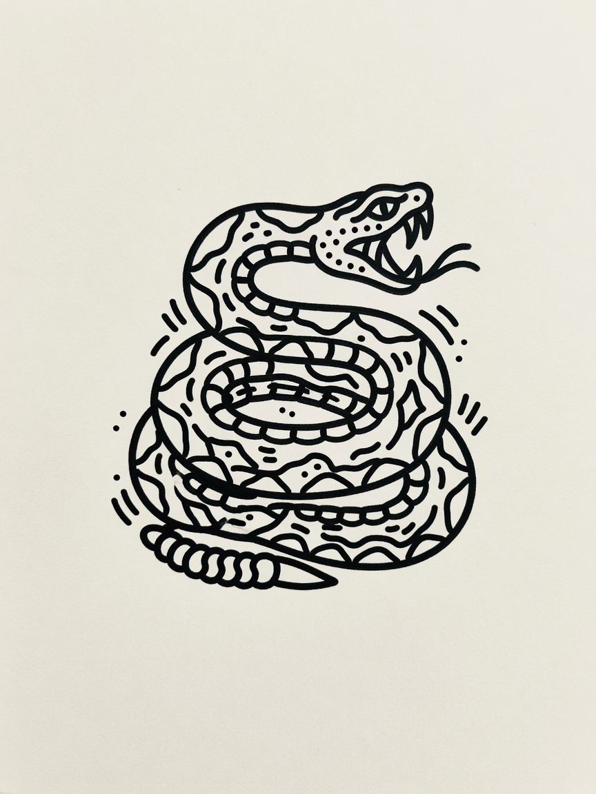 Snake — American Traditional Tattoo Design #1 — American Traditional snake tattoo design