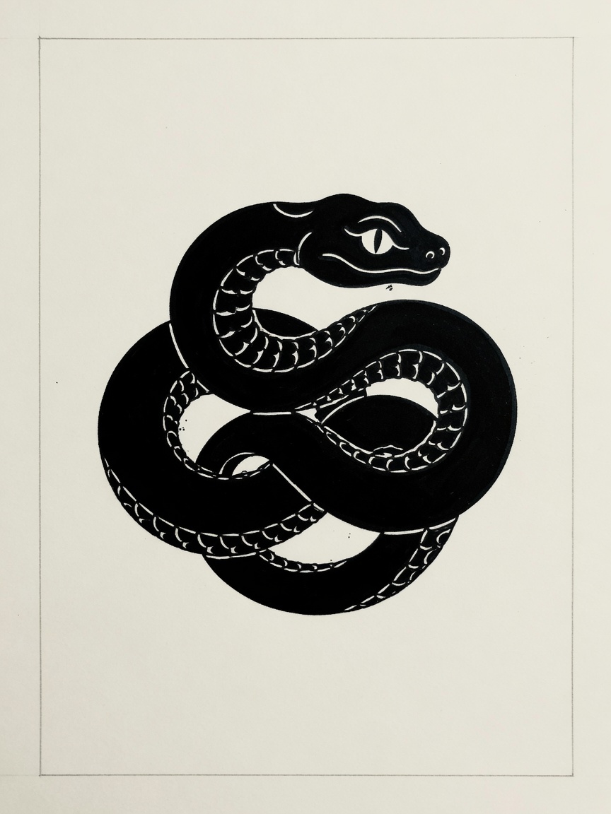 Snake — Blackwork Tattoo Design #1 — Blackwork snake tattoo design