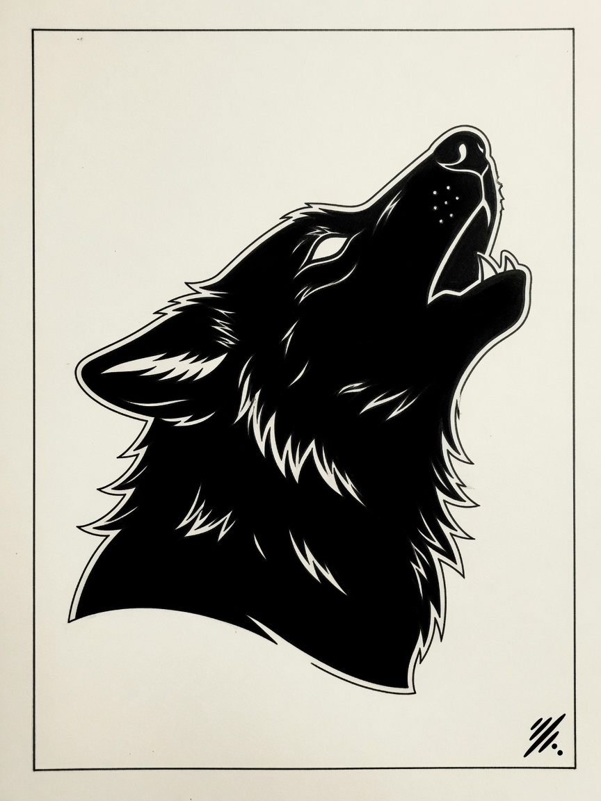 Wolf — Blackwork Tattoo Design #1 — Blackwork wolf tattoo design