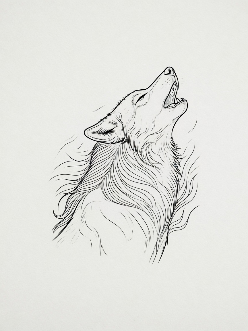 Wolf — Fine Line Tattoo Design #3 — Fine Line wolf tattoo design