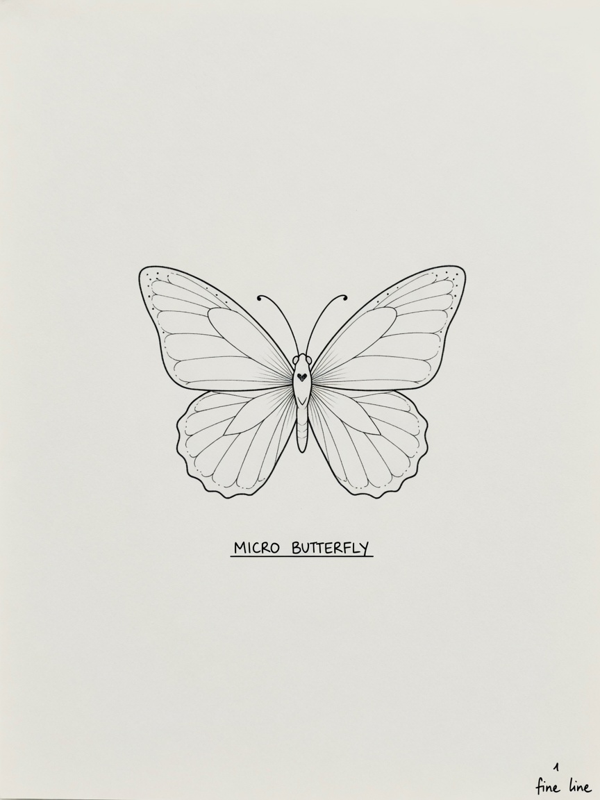 Butterfly — Fine Line Micro Tattoo — Fine Line butterfly tattoo design