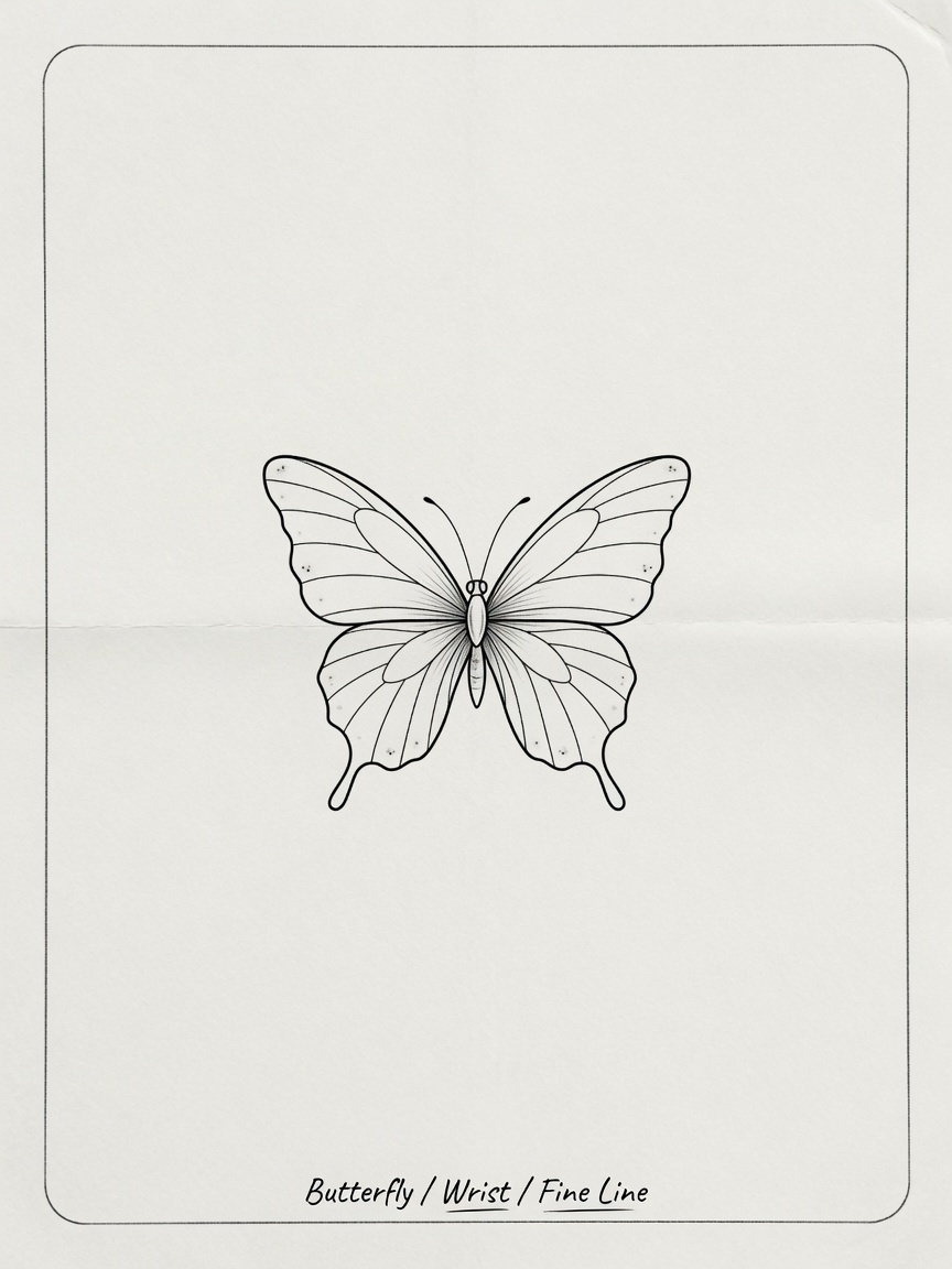 Butterfly — Fine Line Small Simple Tattoo — Fine Line butterfly tattoo design