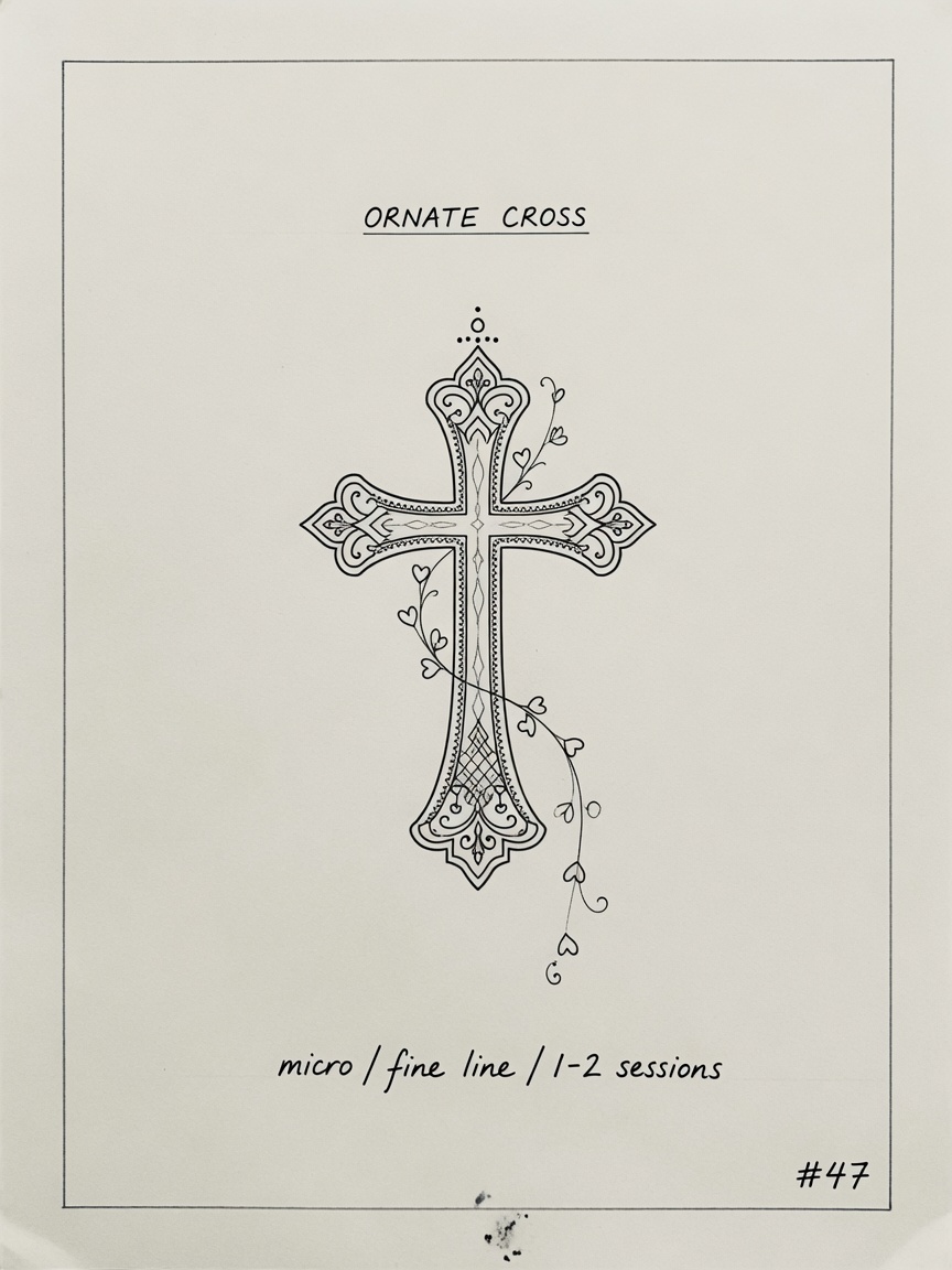 Cross — Fine Line Micro Tattoo — Fine Line cross tattoo design