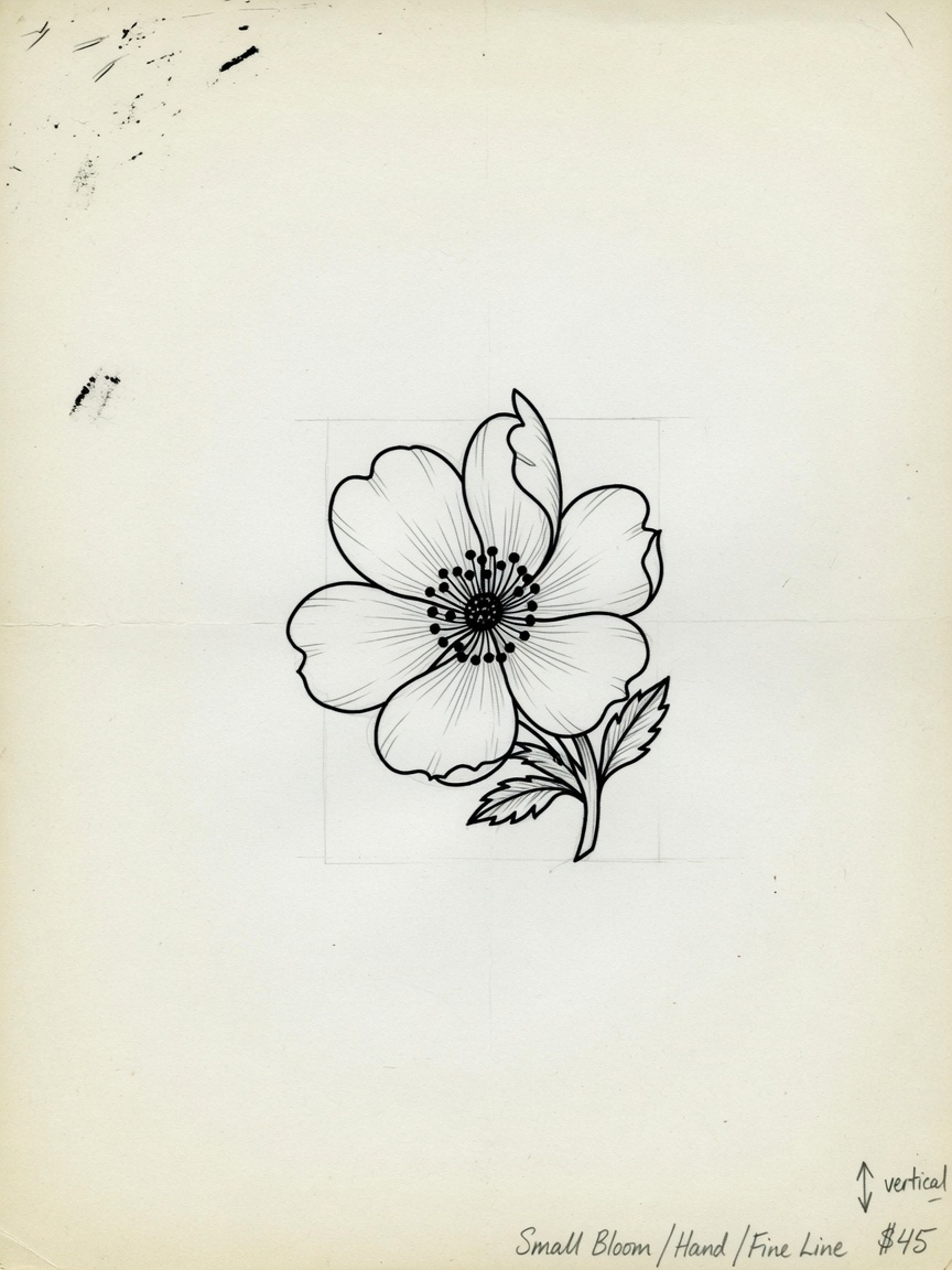 Flower — Fine Line Hand Tattoo — Fine Line flower tattoo design