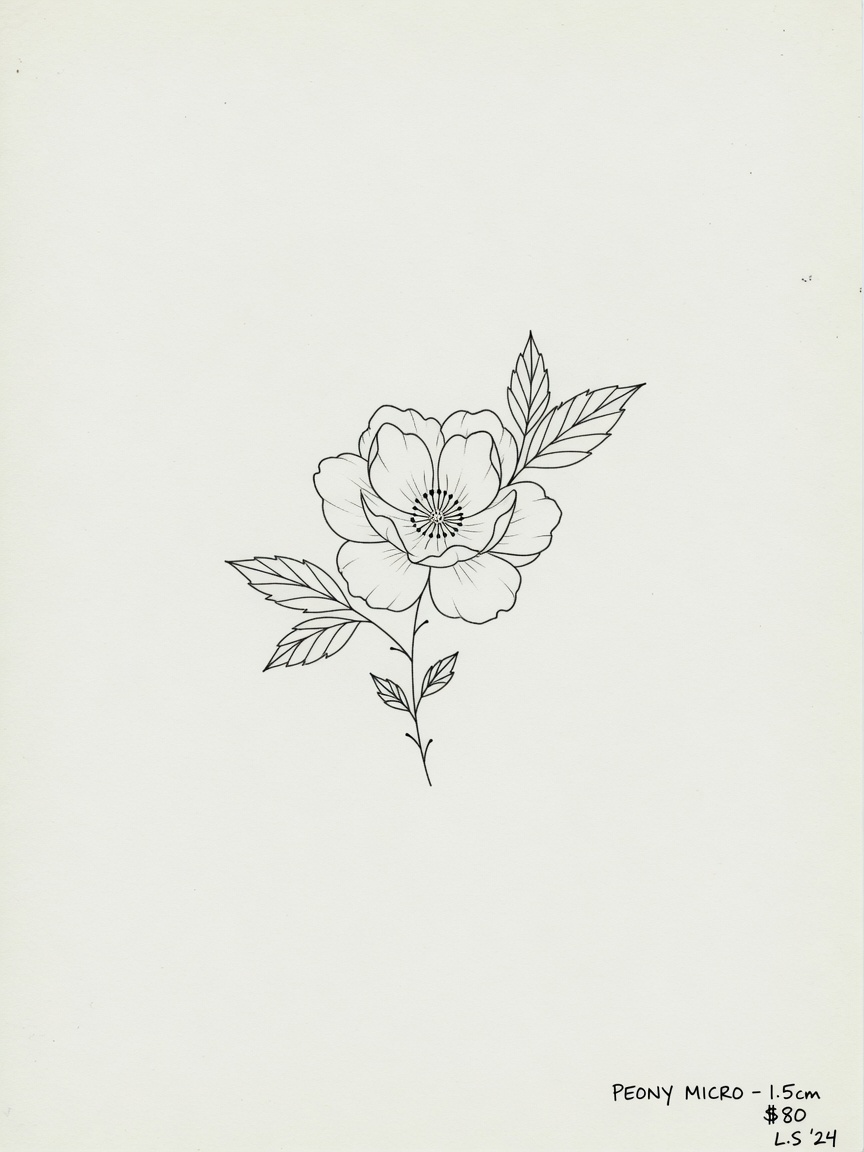 Flower — Fine Line Micro Tattoo — Fine Line flower tattoo design