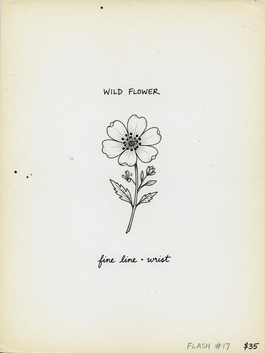 Flower — Fine Line Small Simple Tattoo — Fine Line flower tattoo design