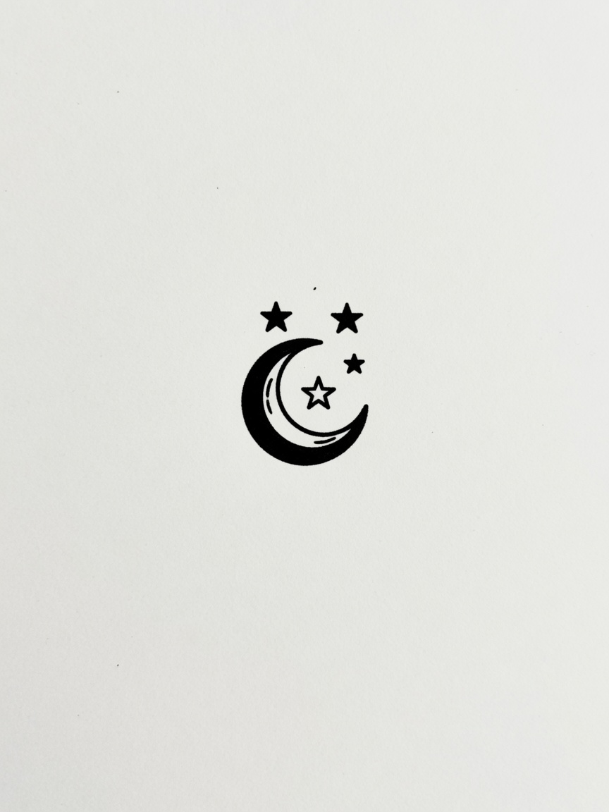 Moon — Blackwork Micro Tattoo — Blackwork moon tattoo design