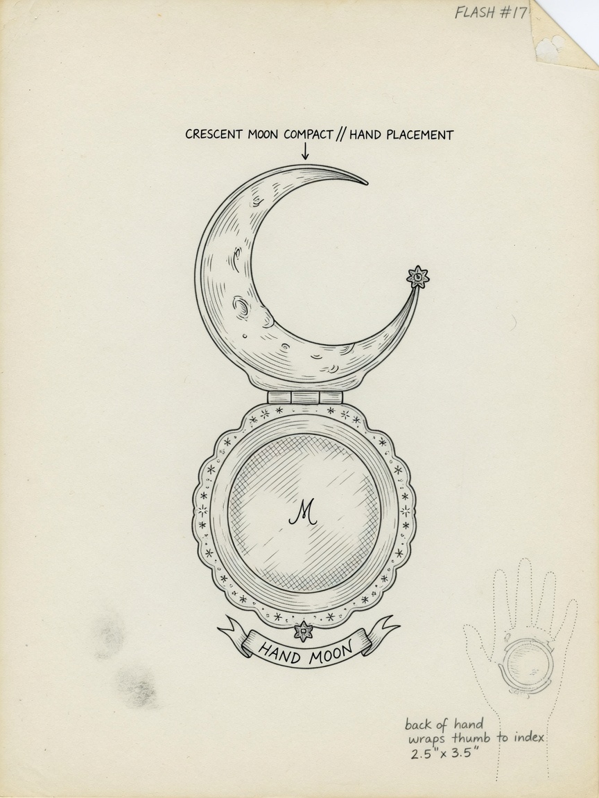 Moon — Fine Line Hand Tattoo — Fine Line moon tattoo design