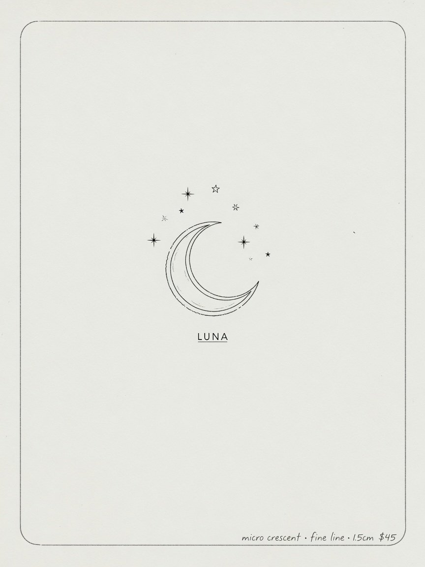 Moon — Fine Line Micro Tattoo — Fine Line moon tattoo design