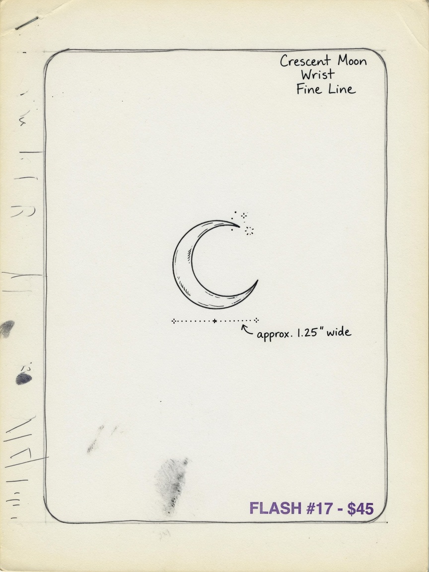 Moon — Fine Line Small Simple Tattoo — Fine Line moon tattoo design