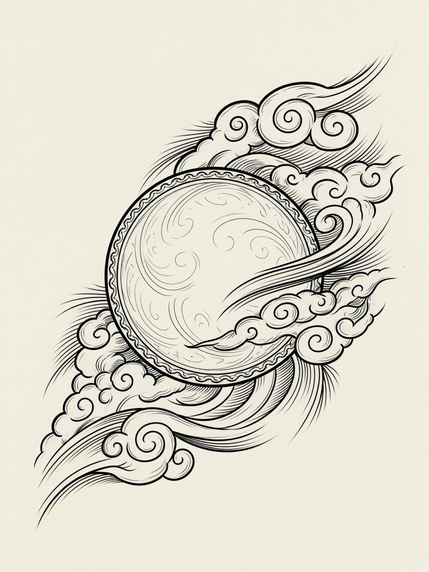 Moon — Japanese Linework Micro Tattoo — Japanese Linework moon tattoo design