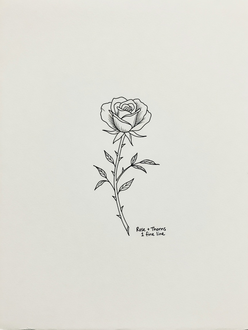 Rose — Fine Line Micro Tattoo — Fine Line rose tattoo design