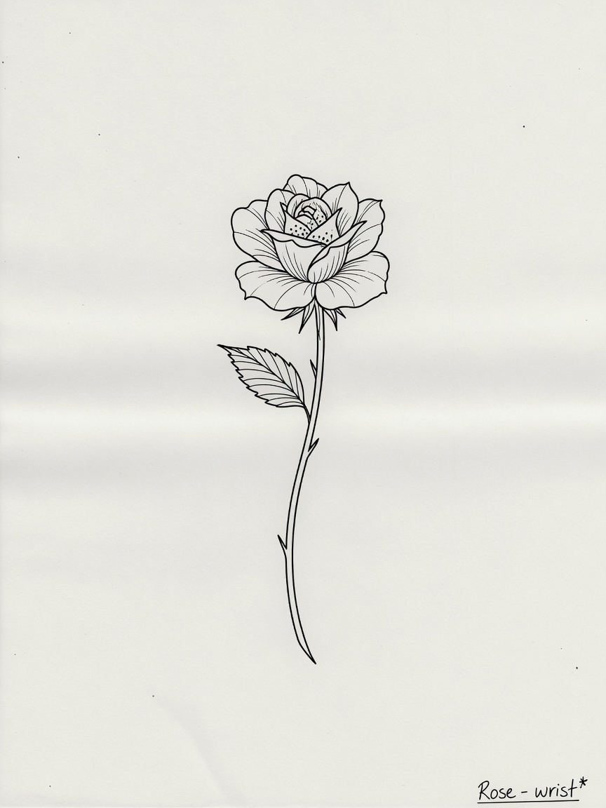 Rose — Fine Line Small Simple Tattoo — Fine Line rose tattoo design