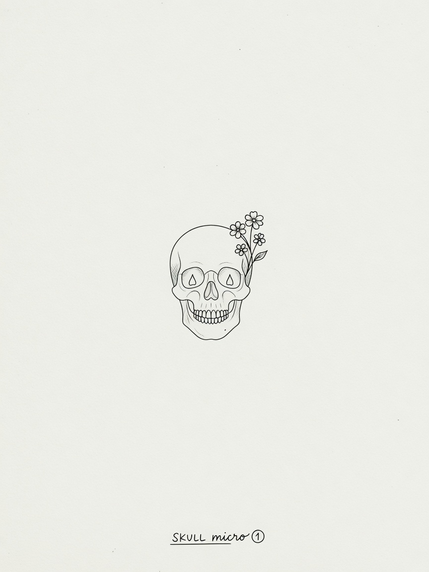 Skull — Fine Line Micro Tattoo — Fine Line skull tattoo design