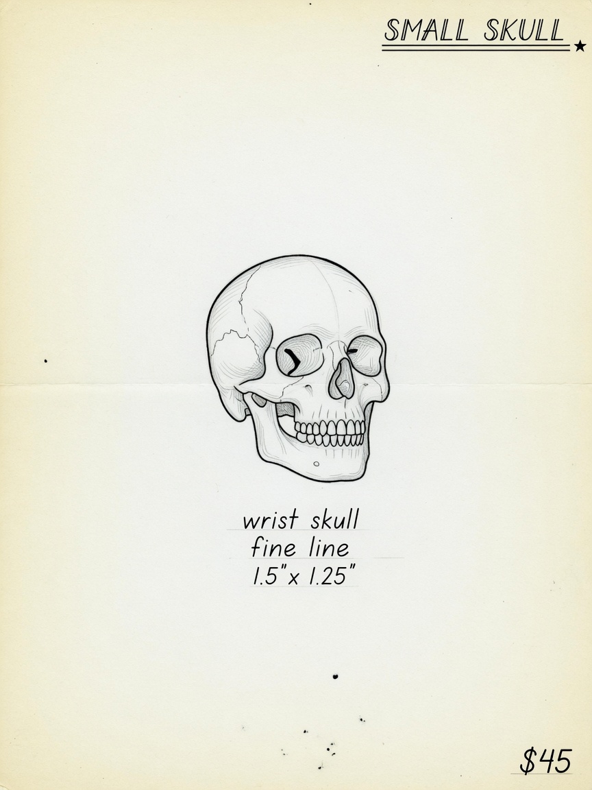 Skull — Fine Line Small Simple Tattoo — Fine Line skull tattoo design