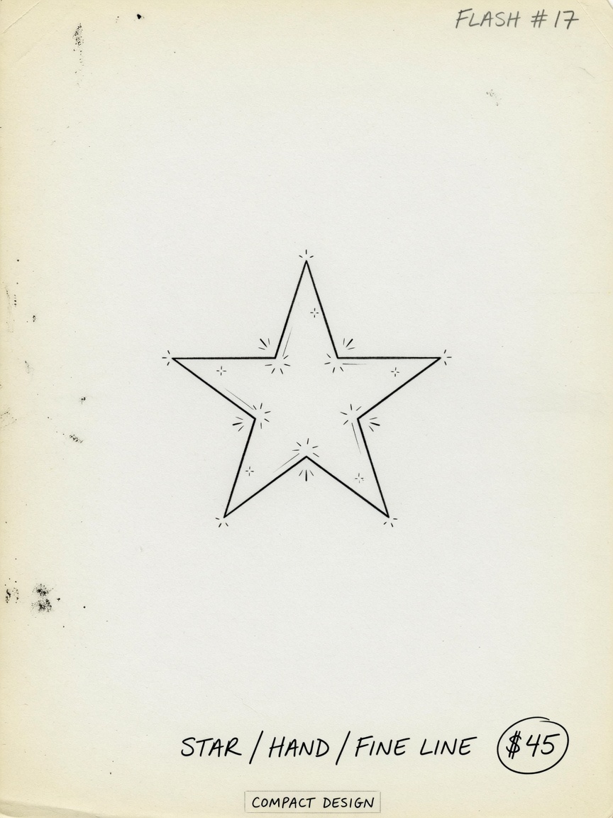 Star — Fine Line Hand Tattoo — Fine Line star tattoo design