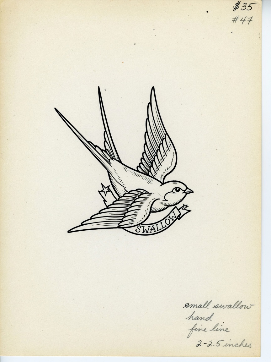 Swallow — Fine Line Hand Tattoo — Fine Line swallow tattoo design