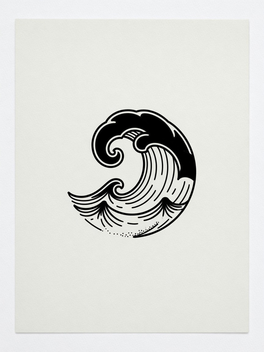 Wave — Blackwork Micro Tattoo — Blackwork wave tattoo design