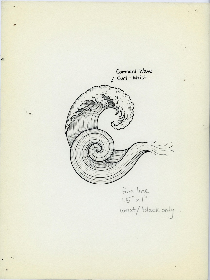 Wave — Fine Line Small Simple Tattoo — Fine Line wave tattoo design