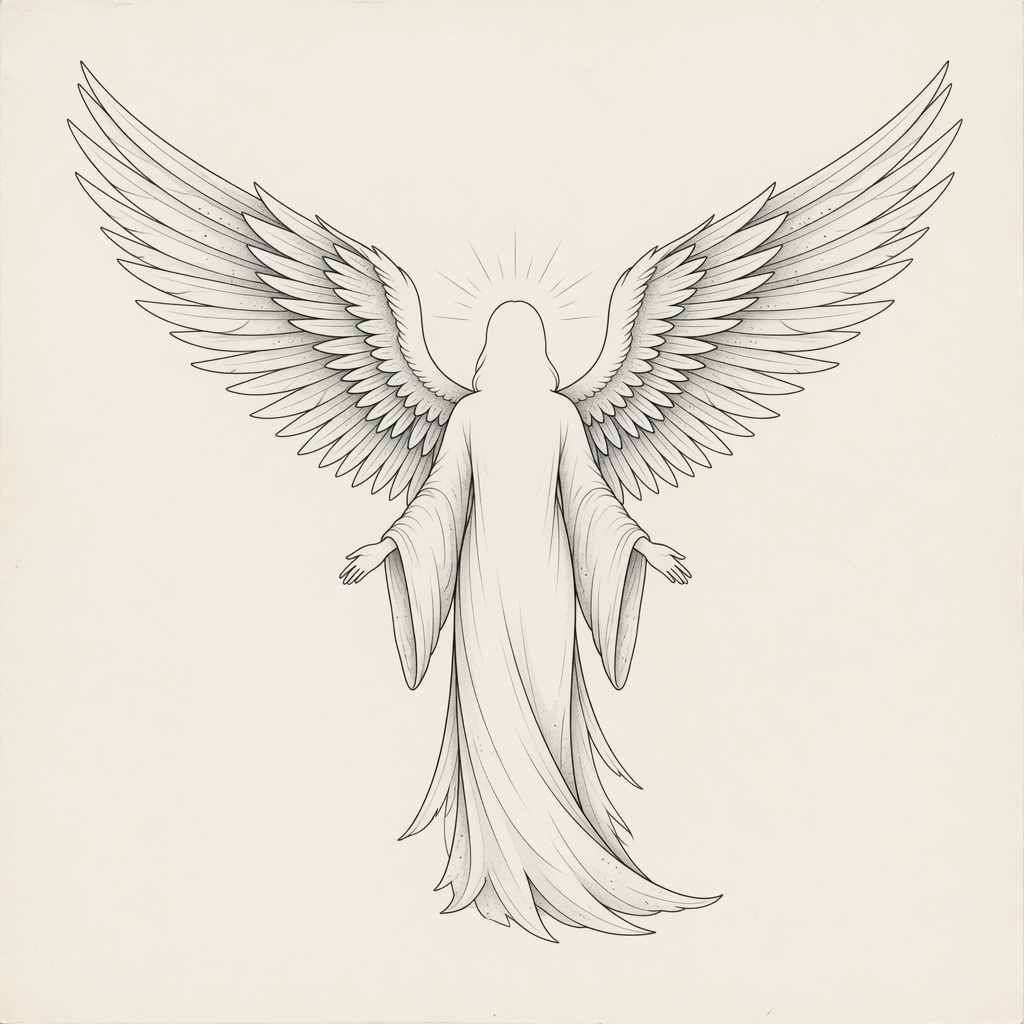 Angel — Fine Line Tattoo — Fine Line angel tattoo design