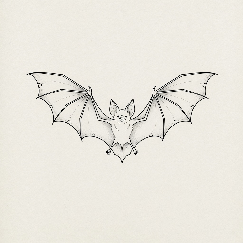 Bat — Fine Line Tattoo — Fine Line bat tattoo design