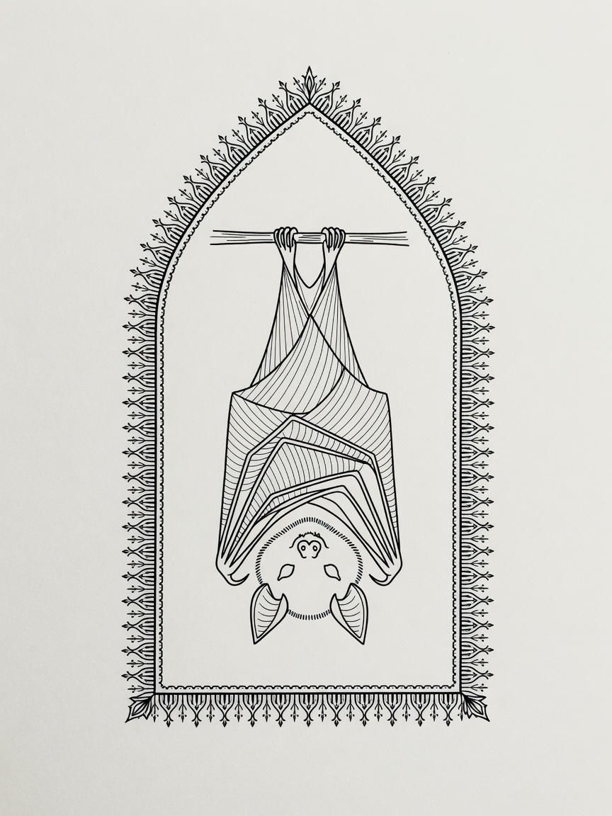 Bat — Fine Line Tattoo — Fine Line bat tattoo design