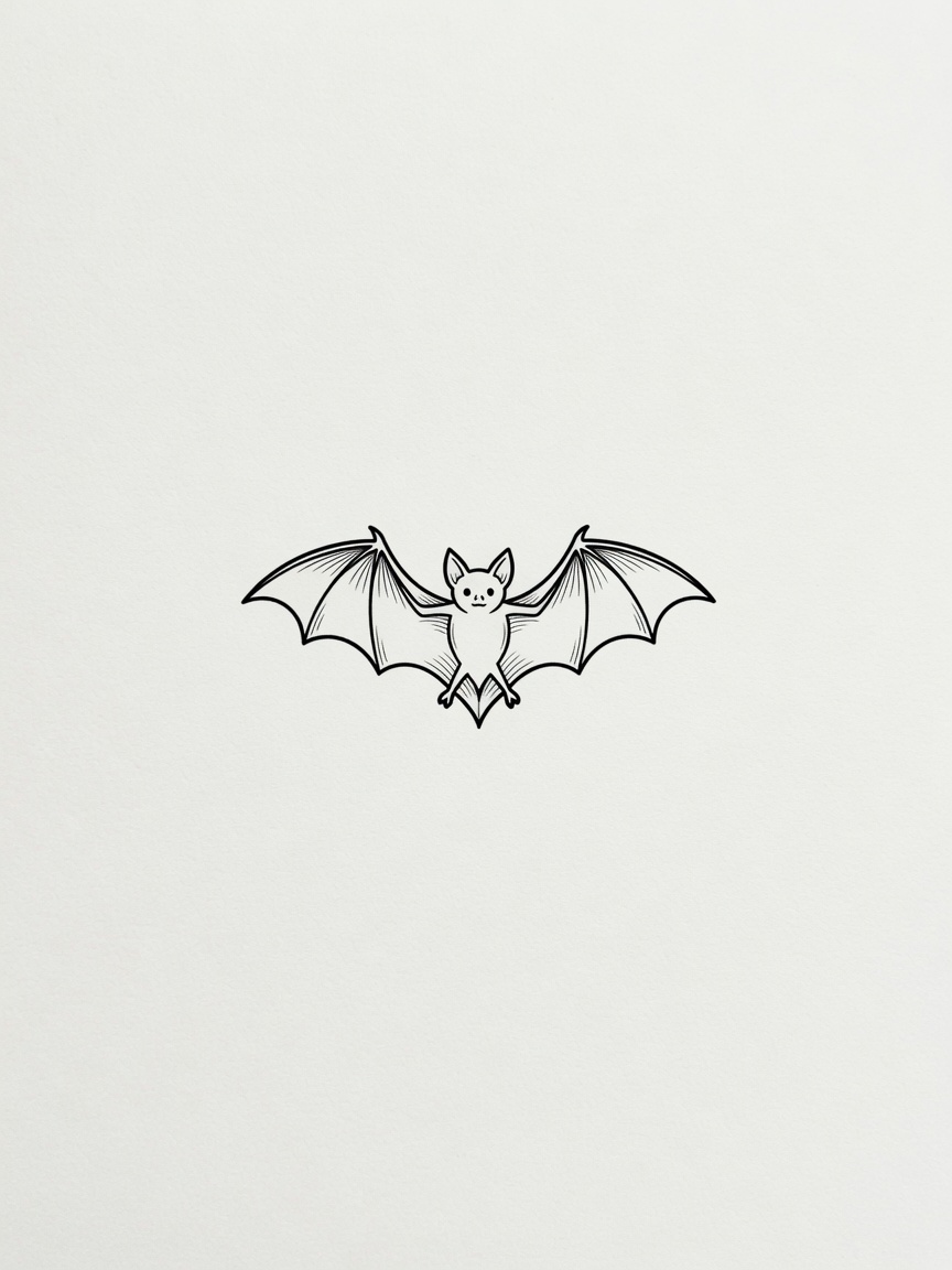 Bat — Fine Line Tattoo — Fine Line bat tattoo design