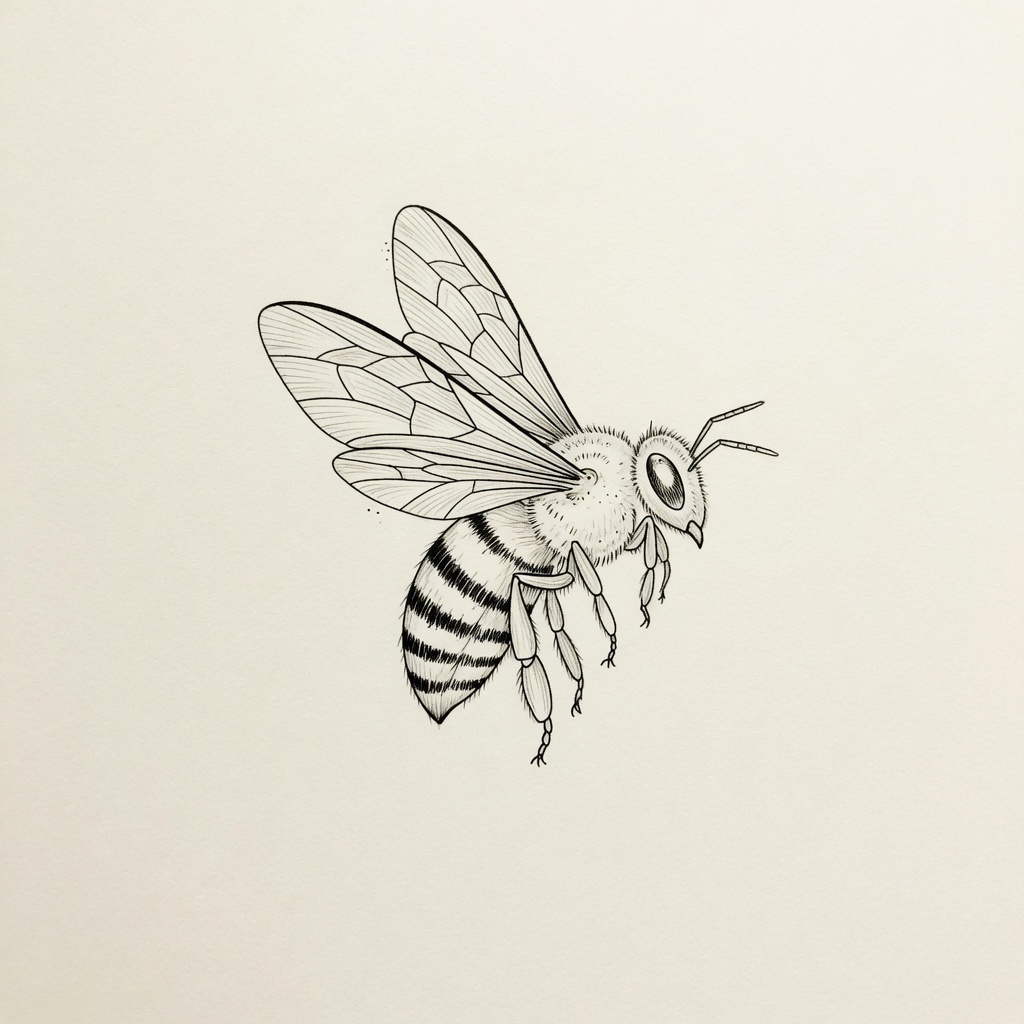 Bee — Fine Line Tattoo — Fine Line bee tattoo design