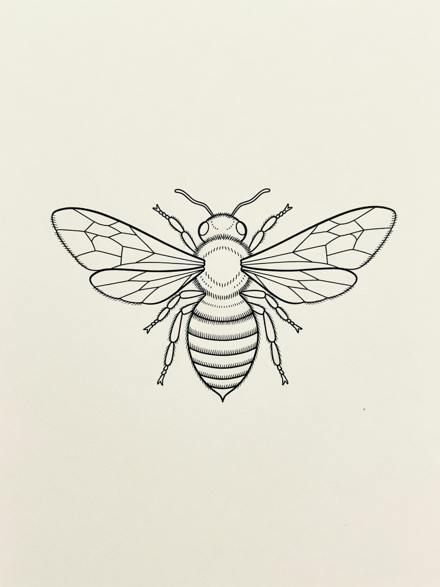 Bee — Fine Line Tattoo — Fine Line bee tattoo design