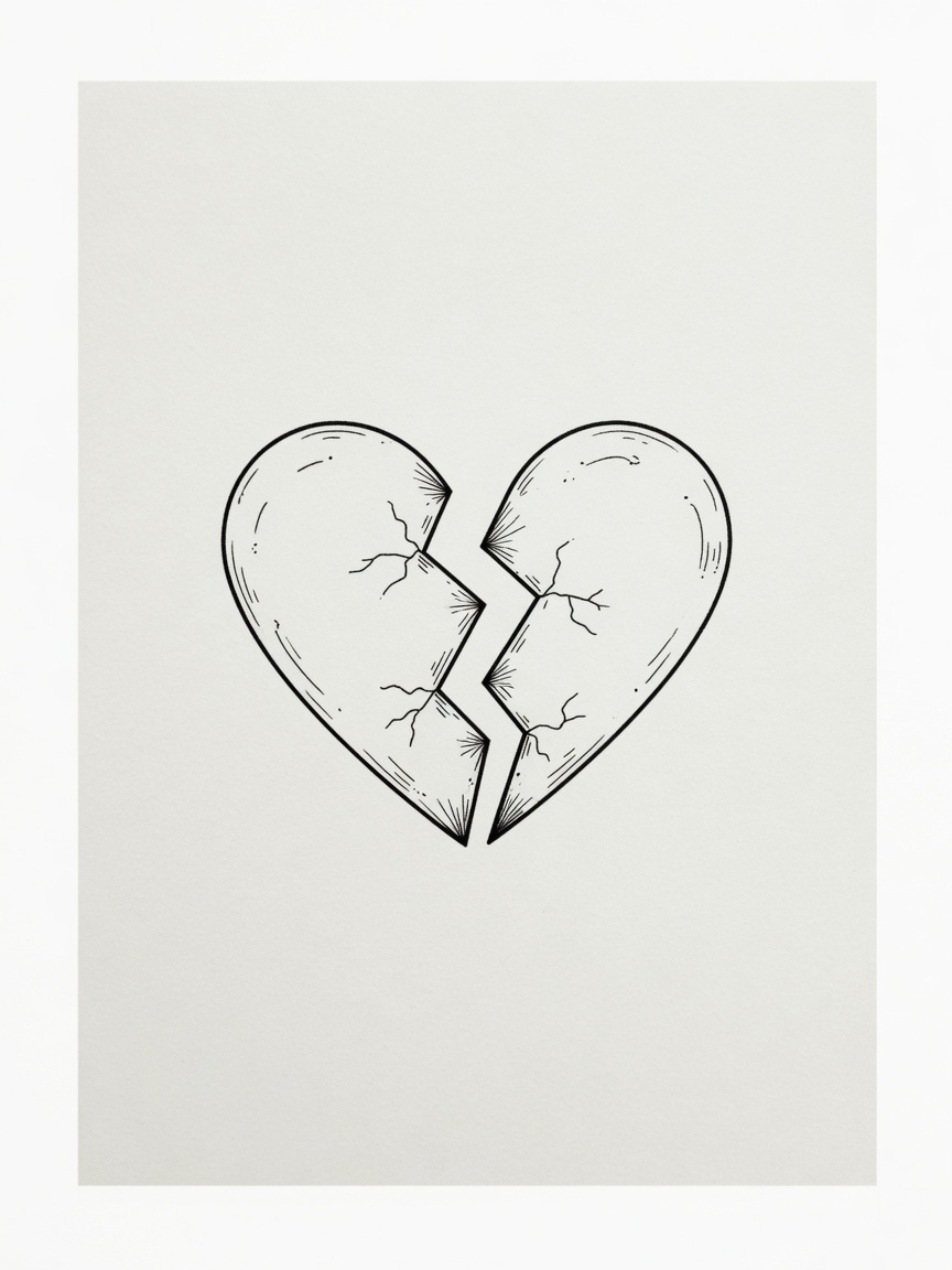 Broken Heart — Fine Line Tattoo (Forearm) — Fine Line broken-heart tattoo design
