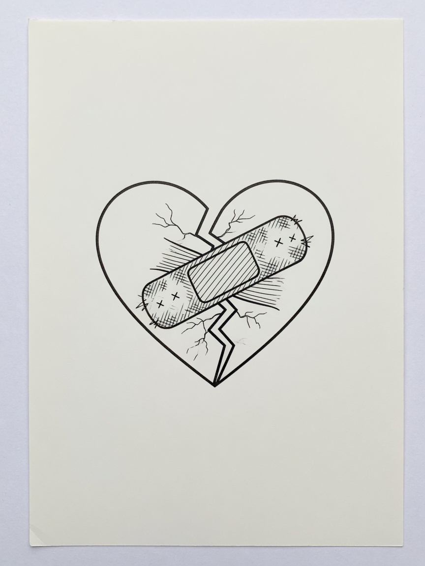 Broken Heart — Fine Line Tattoo (Collarbone) — Fine Line broken-heart tattoo design