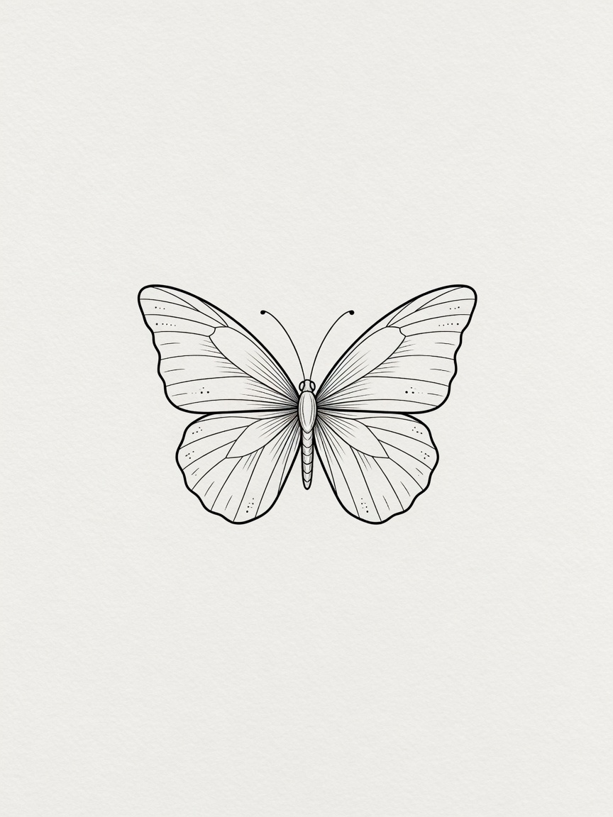 Butterfly — Fine Line Tattoo (Neck) — Fine Line butterfly tattoo design