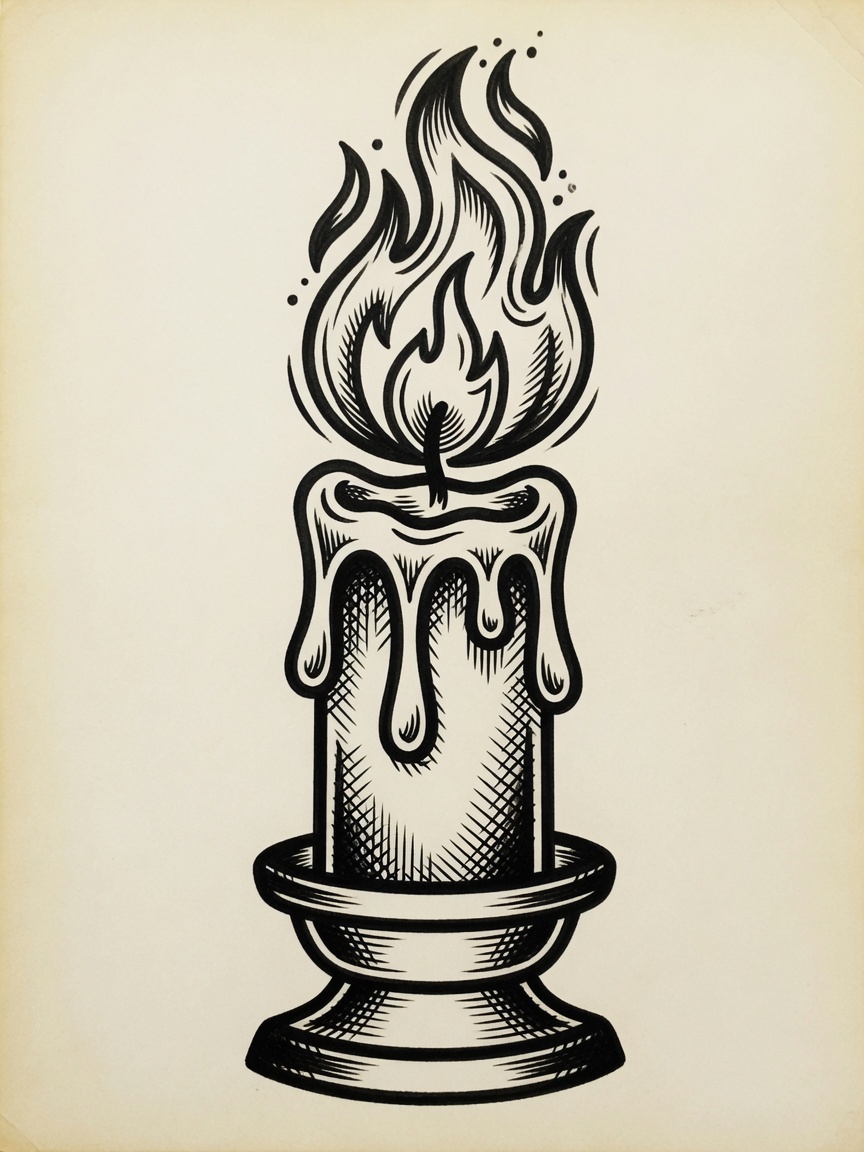 Candle — American Traditional Tattoo Design — American Traditional candle tattoo design