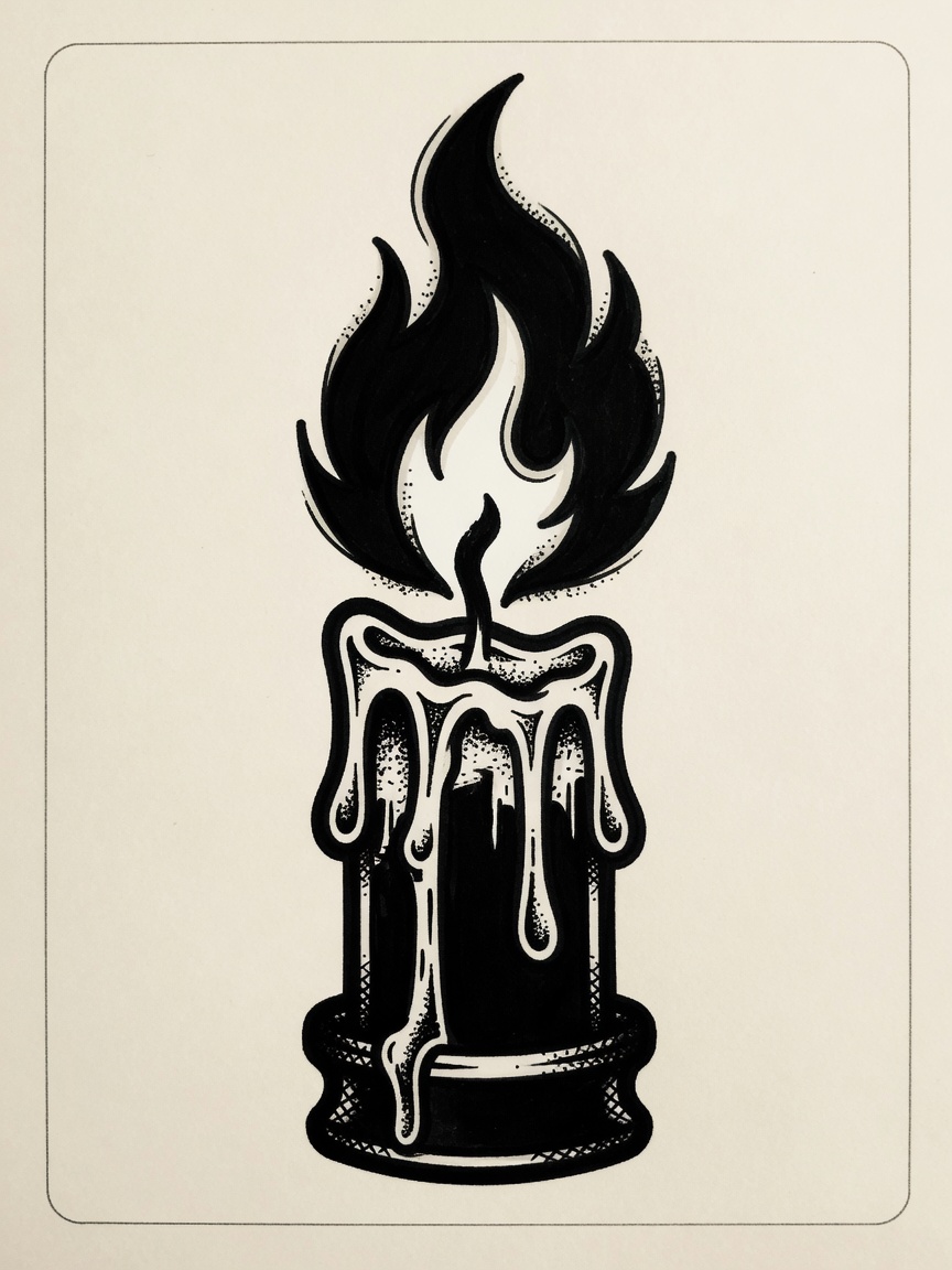 Candle — Blackwork Tattoo Design — Blackwork candle tattoo design