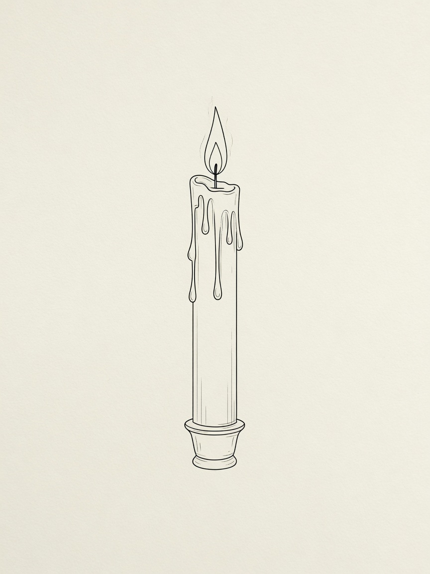 Candle — Fine Line Tattoo Design — Fine Line candle tattoo design