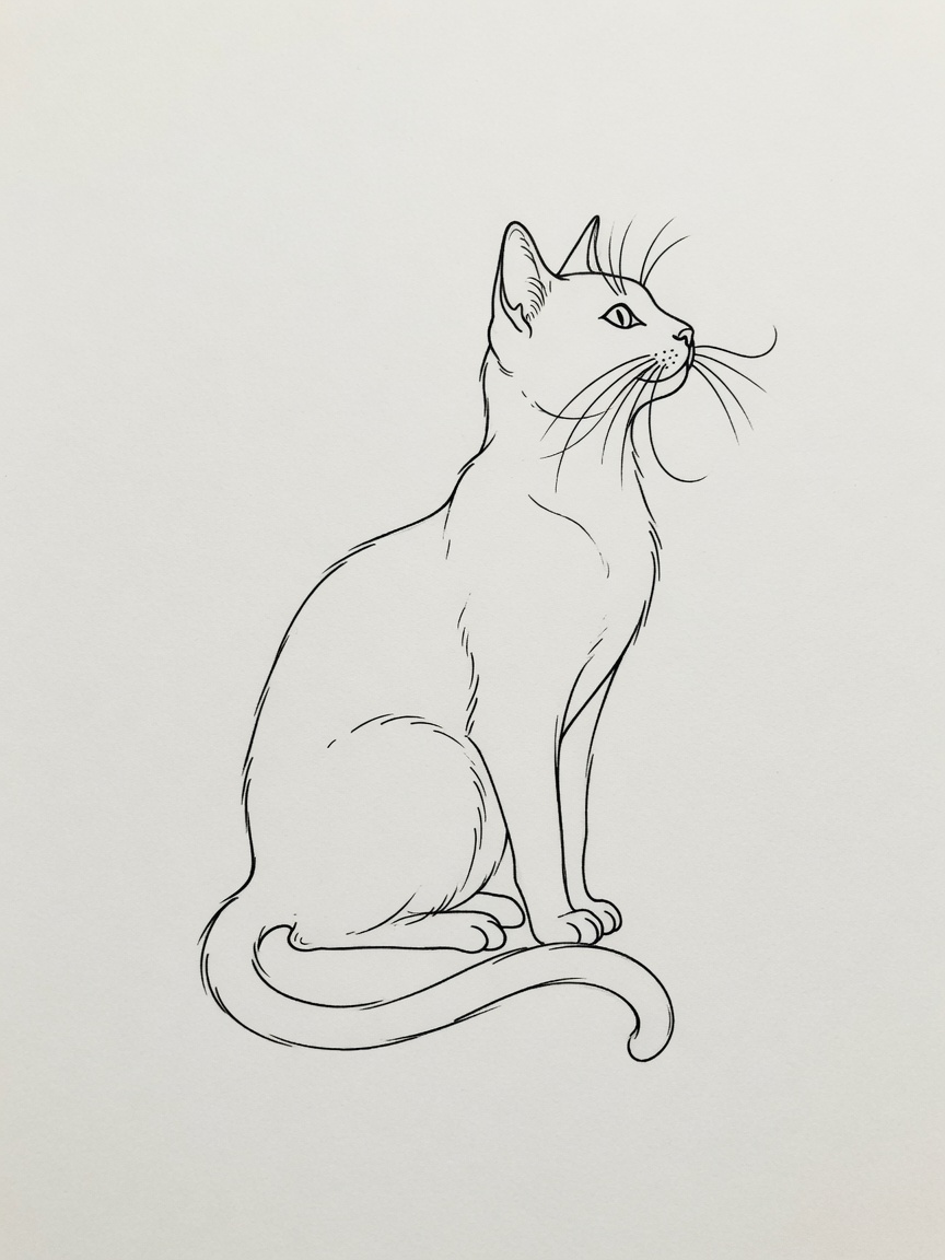 Cat — Fine Line Tattoo — Fine Line cat tattoo design