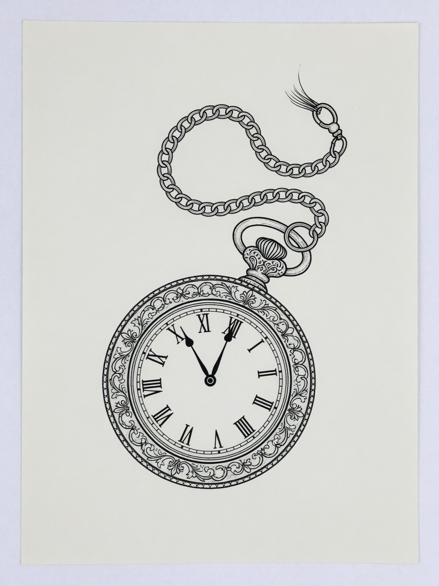 Clock — Fine Line Tattoo — Fine Line clock tattoo design