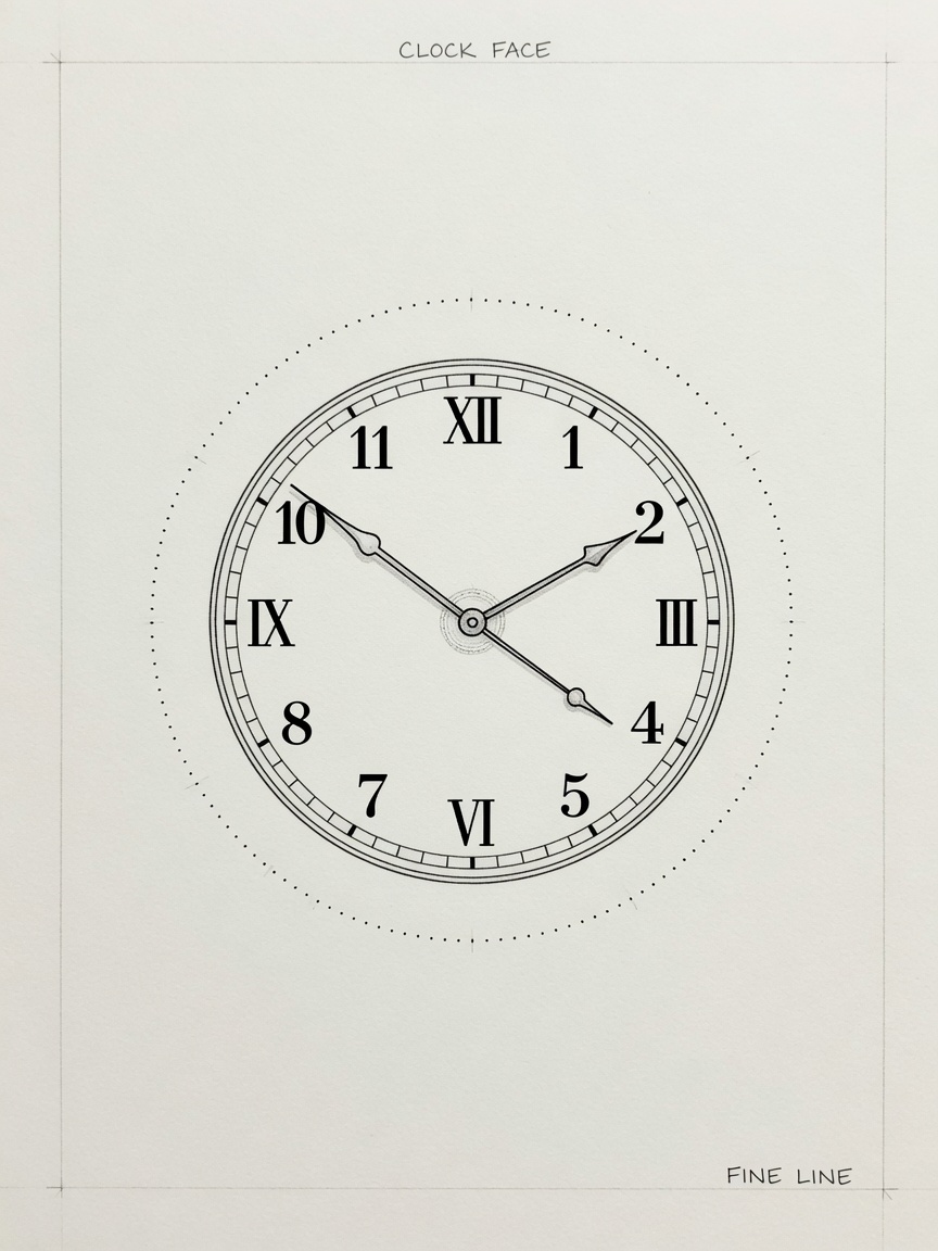 Clock — Fine Line Tattoo — Fine Line clock tattoo design
