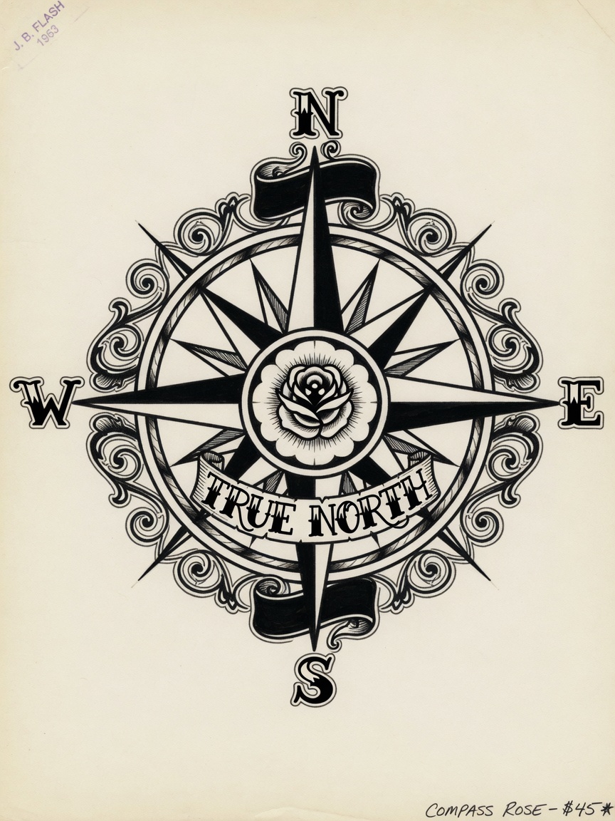 Compass — American Traditional Tattoo — American Traditional compass tattoo design