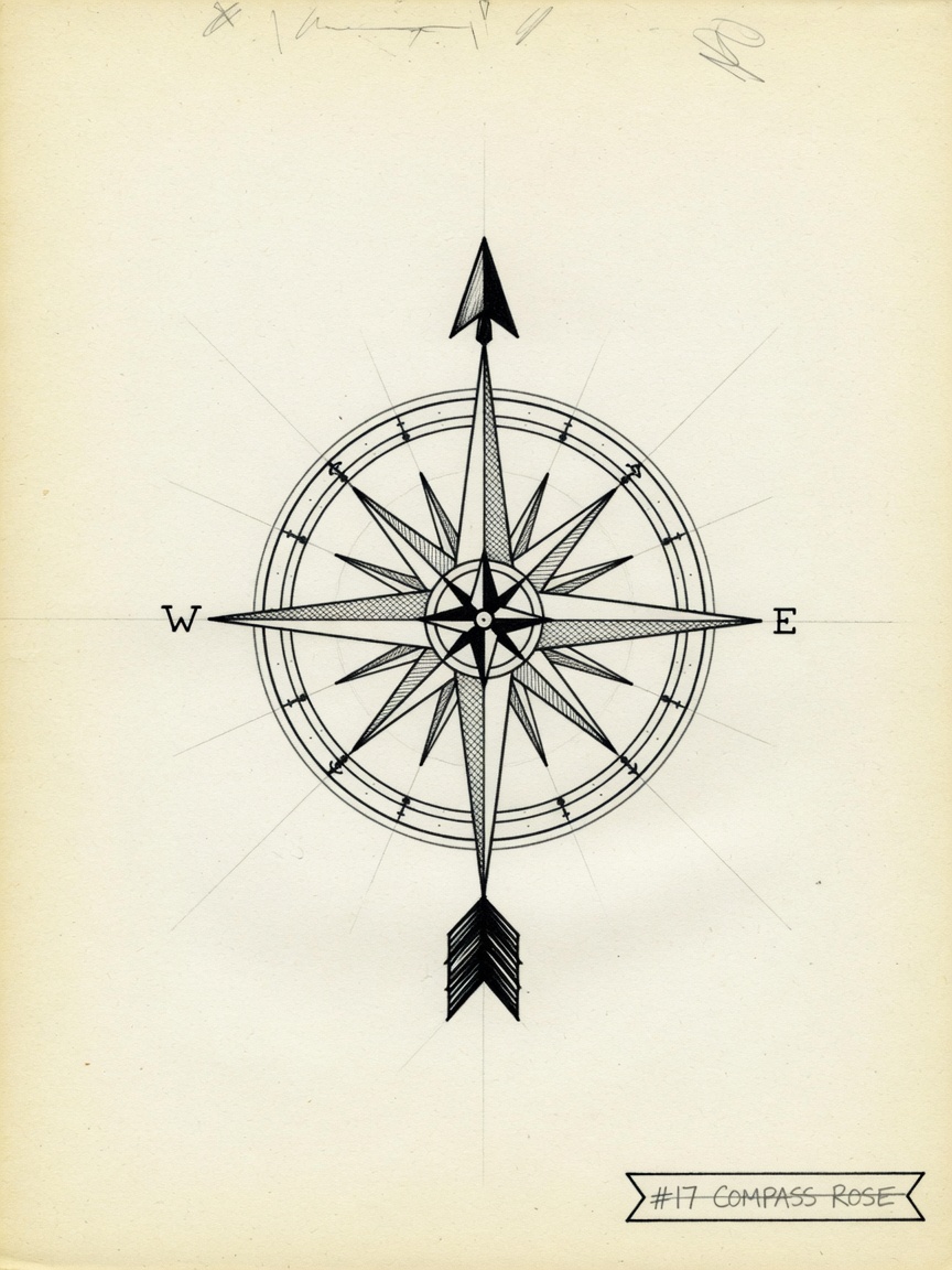 Compass — Fine Line Tattoo Design — Fine Line compass tattoo design