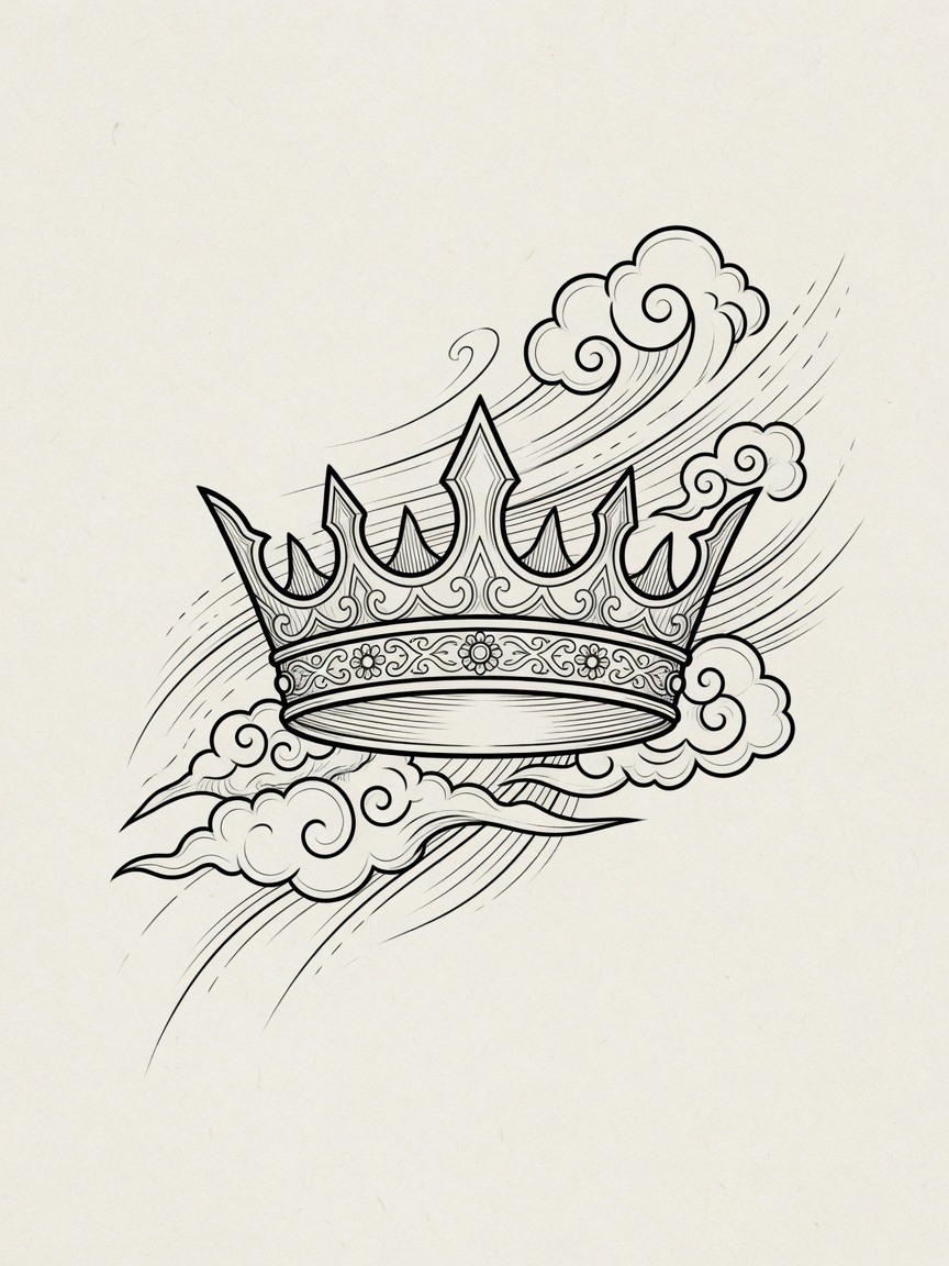 Crown — Japanese Linework Tattoo Design — Japanese Linework crown tattoo design