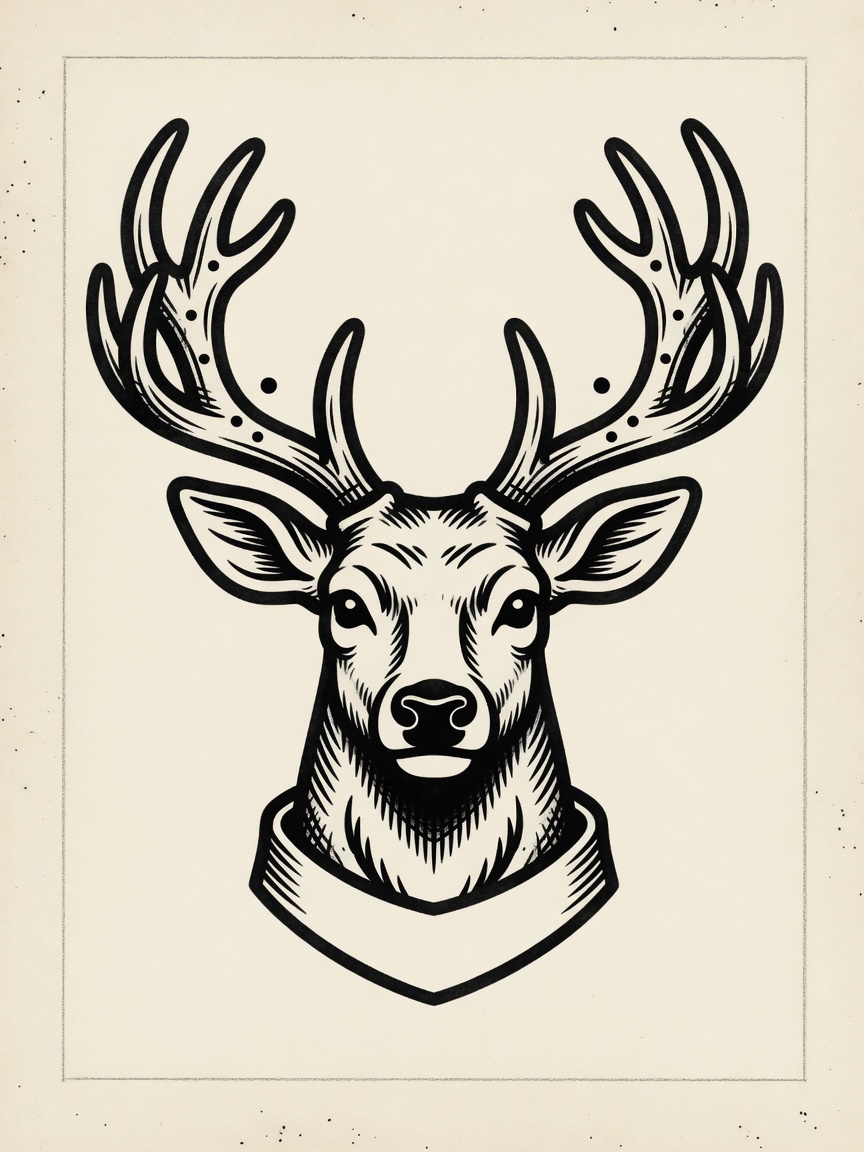 Deer — American Traditional Tattoo Design — American Traditional deer tattoo design