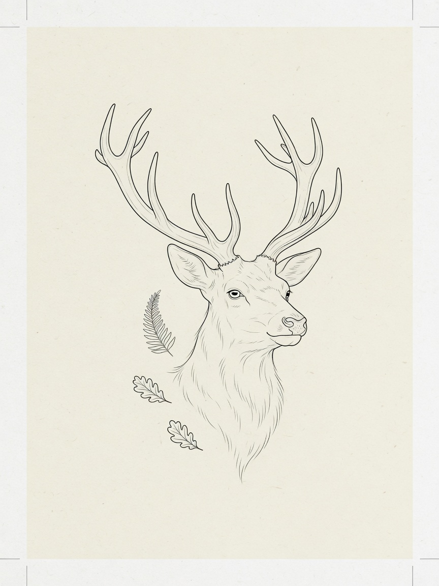 Deer — Fine Line Tattoo Design — Fine Line deer tattoo design