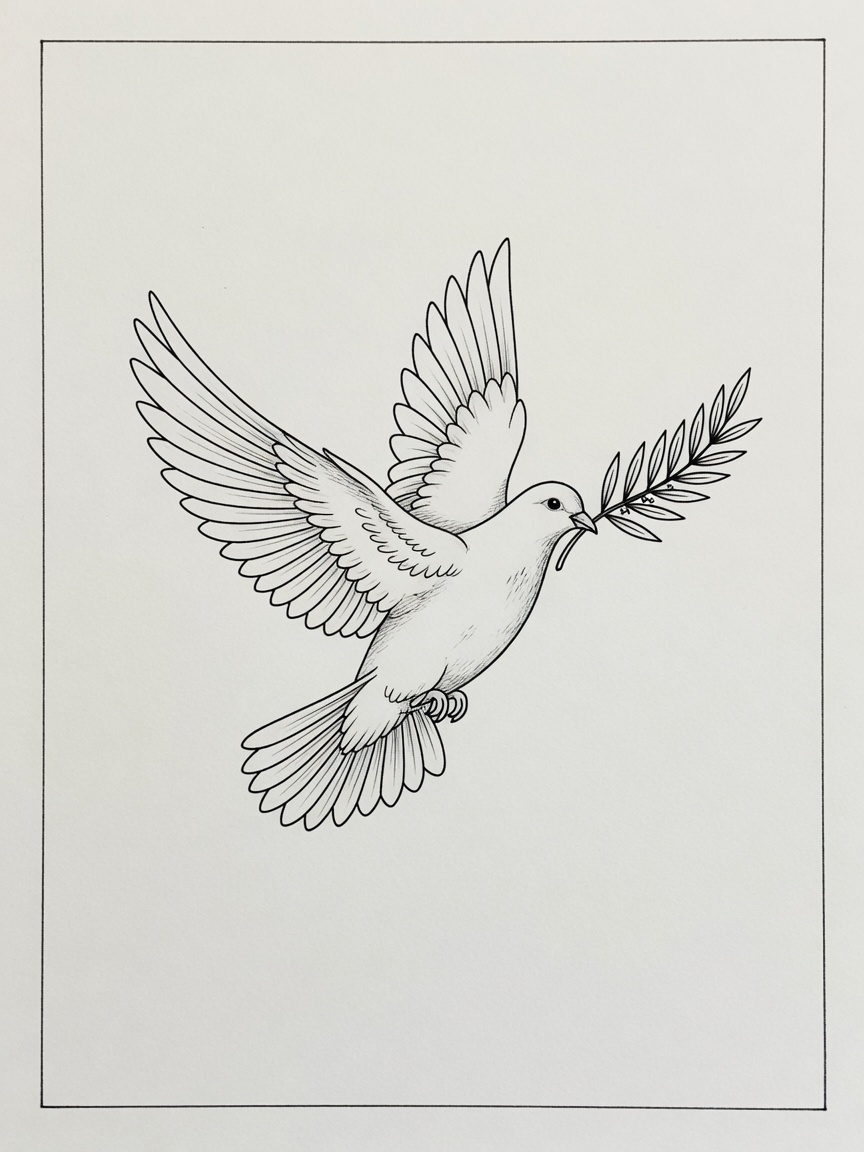 Dove — Fine Line Tattoo — Fine Line dove tattoo design