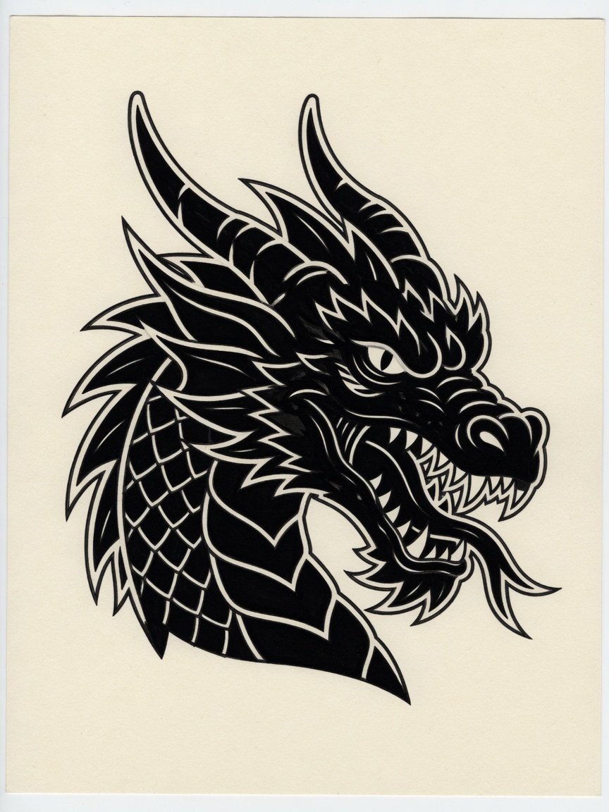 Dragon — Blackwork Tattoo Design — Blackwork dragon tattoo design