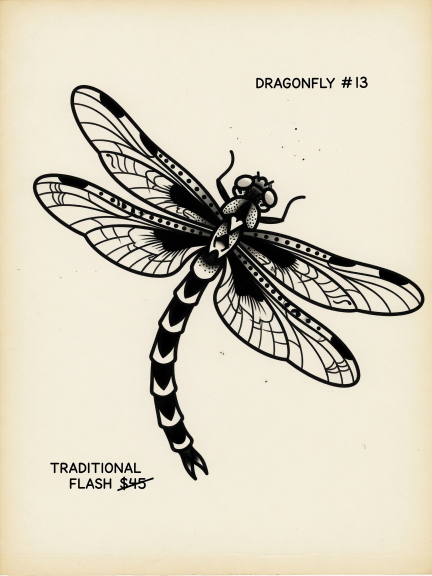 Dragonfly — American Traditional Tattoo — American Traditional dragonfly tattoo design