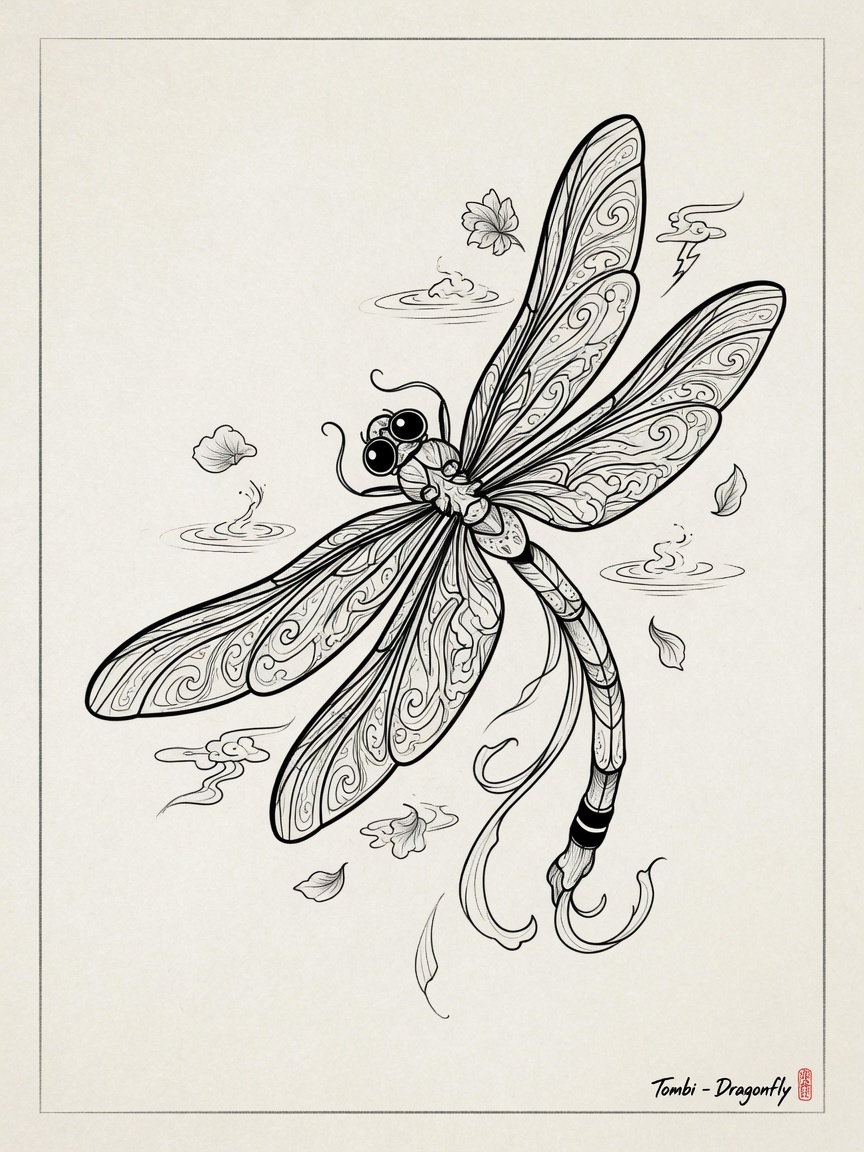 Dragonfly — Japanese Linework Tattoo — Japanese Linework dragonfly tattoo design