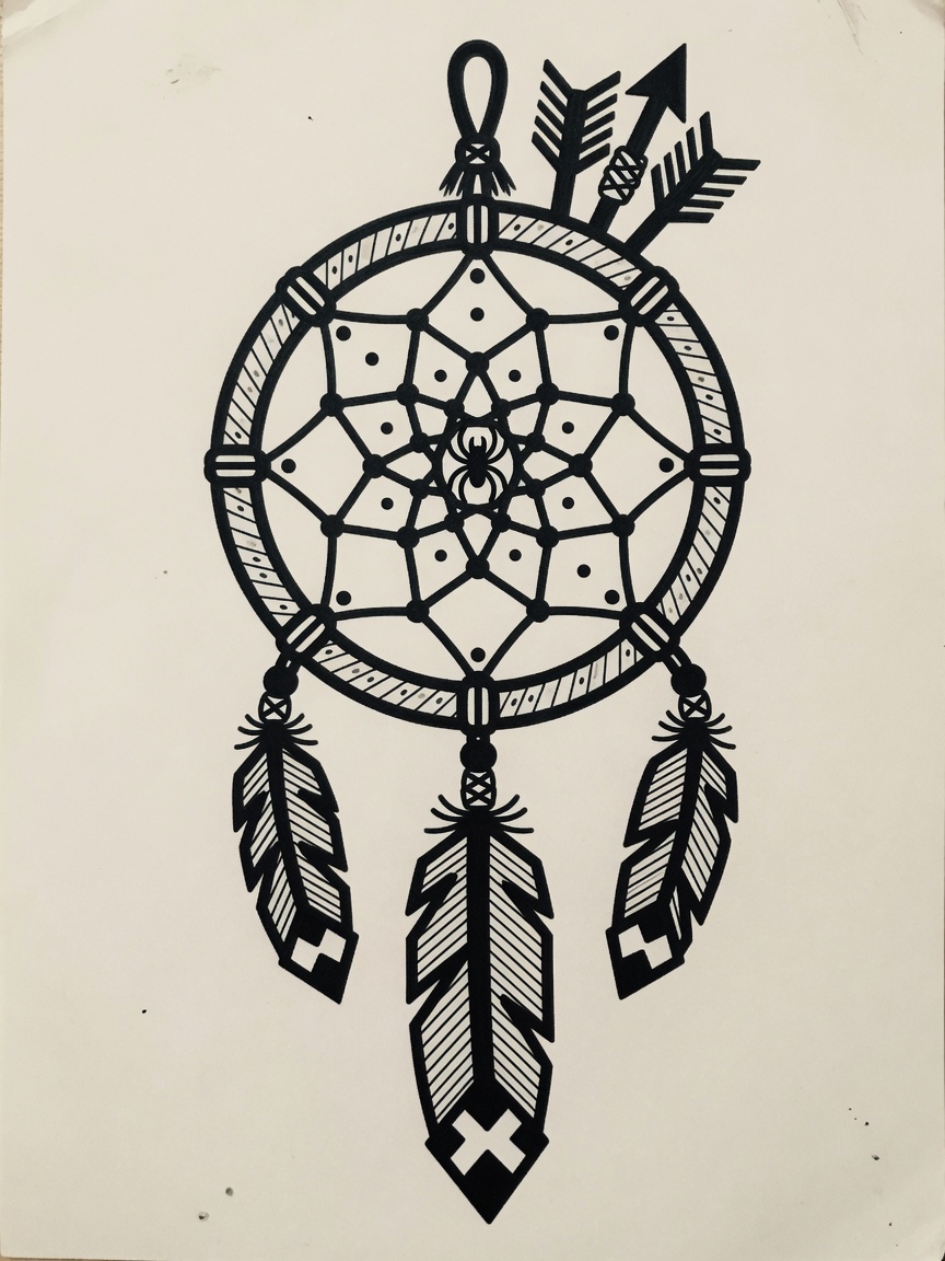 Dreamcatcher — American Traditional Tattoo Design — American Traditional dreamcatcher tattoo design