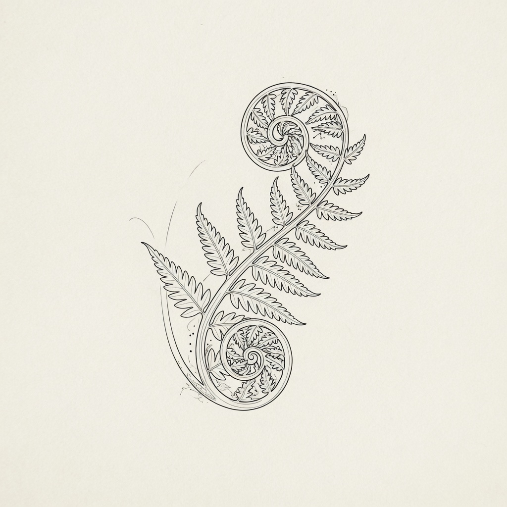 Fern — Fine Line Tattoo — Fine Line fern tattoo design
